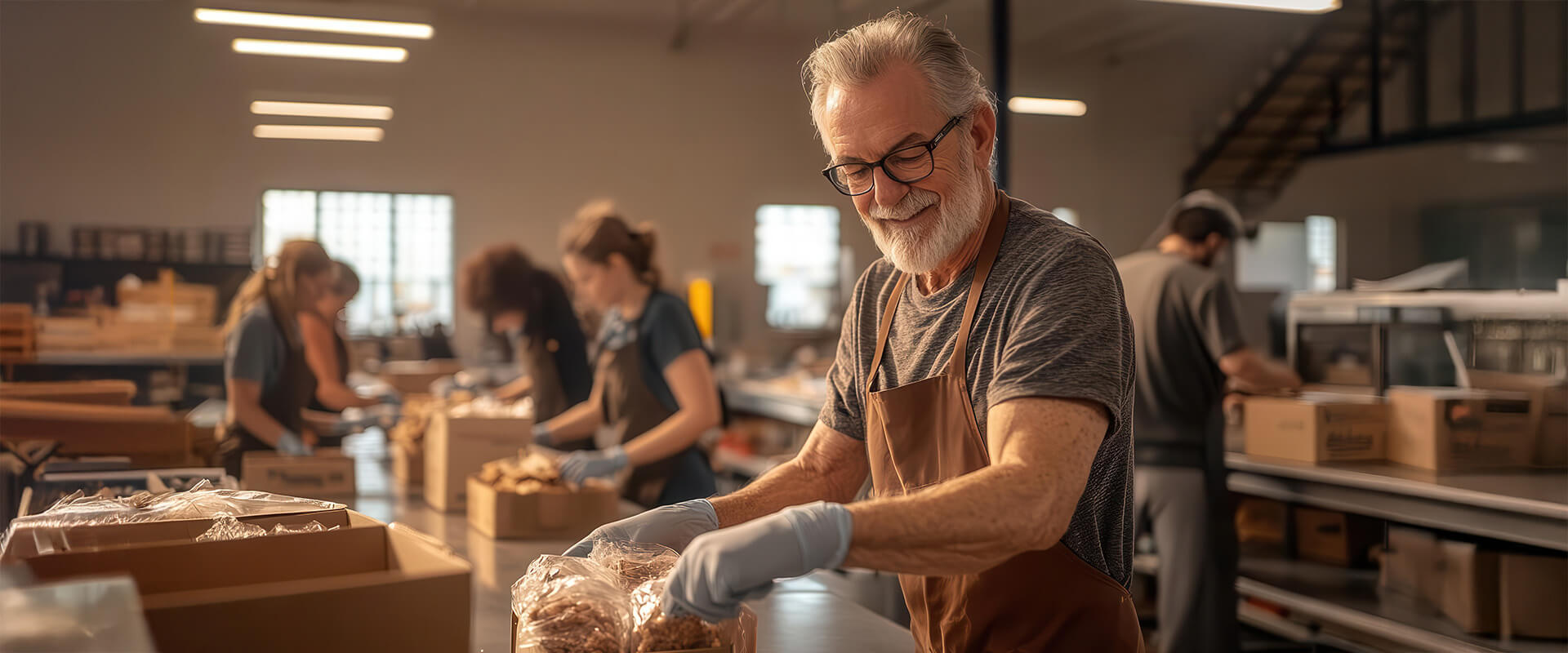 Happy man volunteering