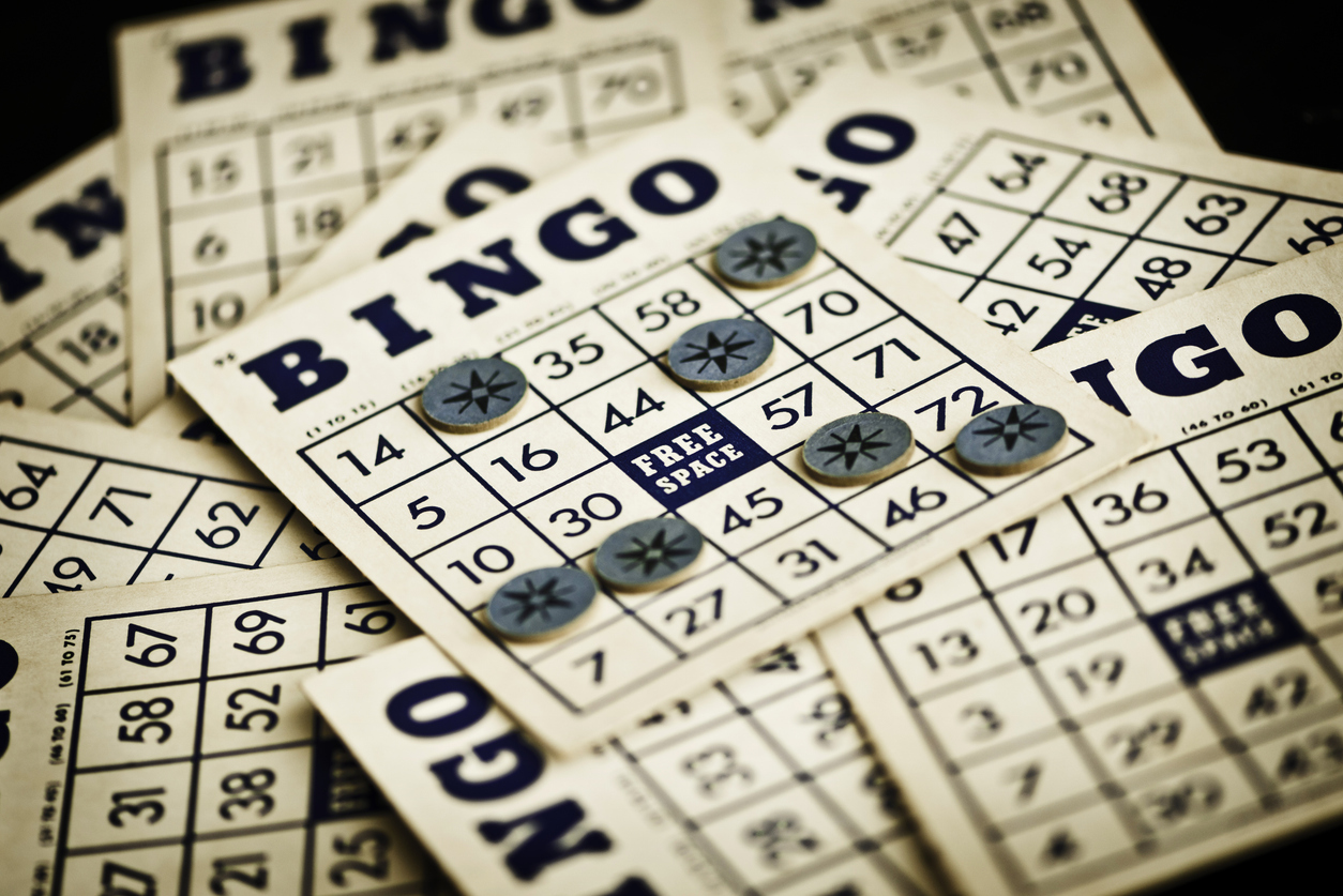 Vintage bingo cards and markers